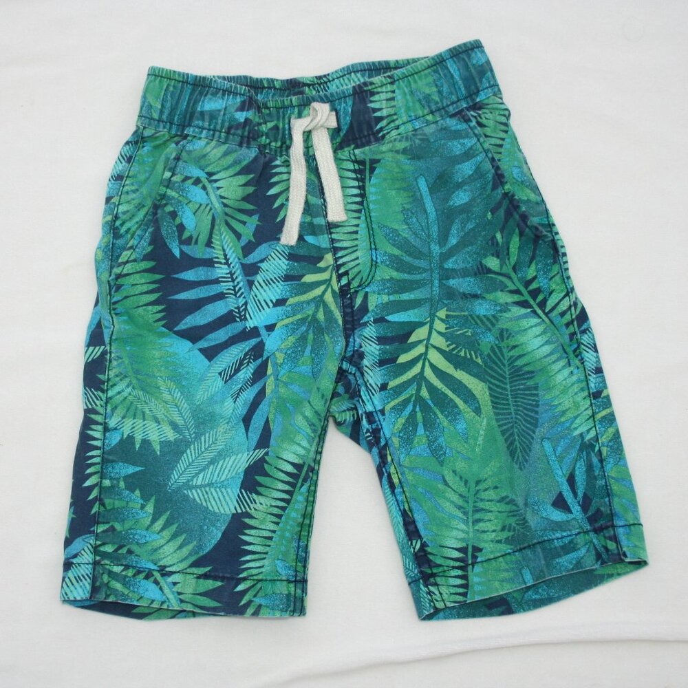 Boys 6 PALM LEAF SHORTS TROPICAL GREEN CHILDRENS PLACE STRETCH WAIST EUC